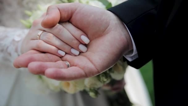 Couple Amour Tenant Main Pendant Cérémonie Mariage Gros Plan Grande — Video