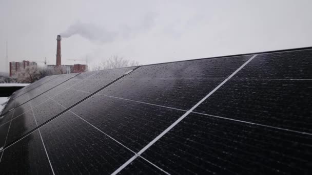 Una Fuente Alternativa Energía Panel Solar Primer Plano Una Fuente — Vídeos de Stock
