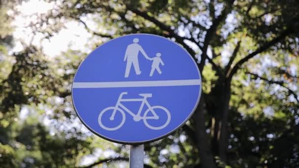 Дорожній Знак Означає Пріоритет Велосипедної Доріжки Пішохідної Прогулянки Знак Дорожнього — стокове відео