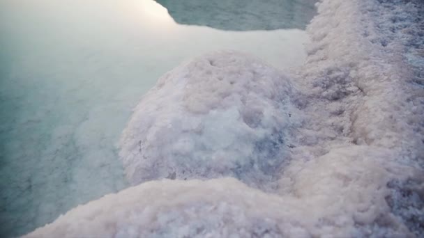 Přirozeně Vytvořený Slaný Kámen Zblízka Pohled Sůl Která Mrtvém Moři — Stock video