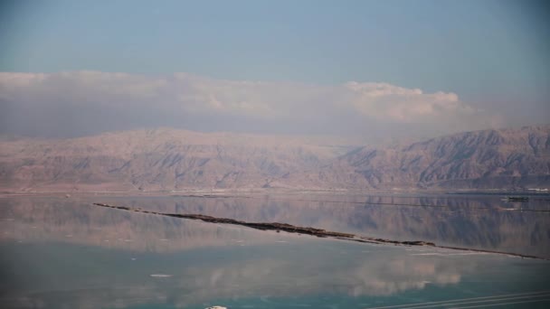 Mar Morto Rendeu Pelas Montanhas Lado Jordão Vista Lado Israel — Vídeo de Stock