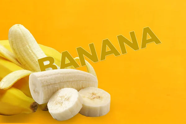 Банан Фрукты Желтом Фоне — стоковое фото