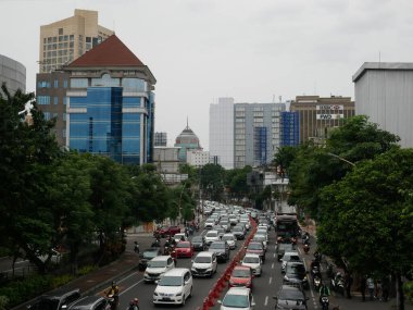 Bangkok, Tayland, 25 Temmuz, 2017, Bangkok, Tayland trafiğinden manzara 