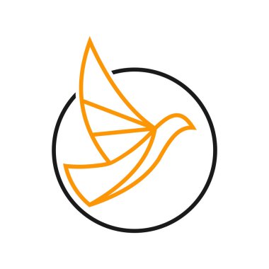 modern bird logo. bird outline design inside the circle. Vector line art icon template