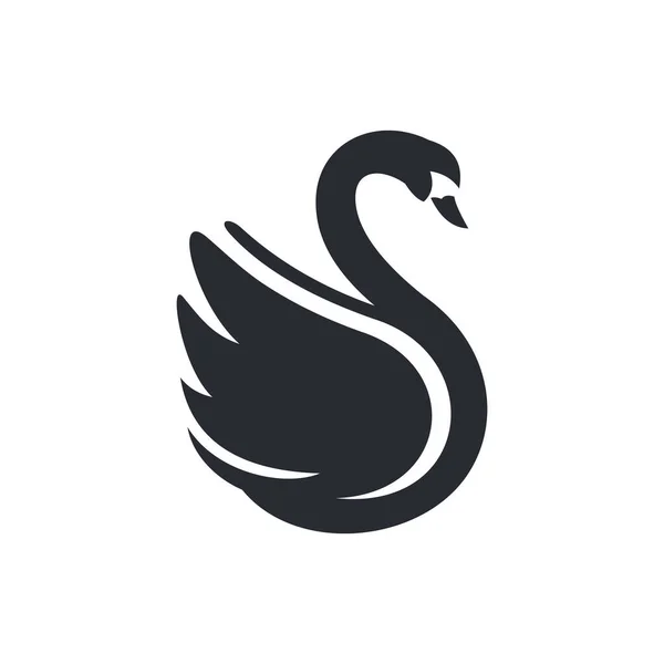 Silhouette Swan Flapping Wings Logo — Stockvector