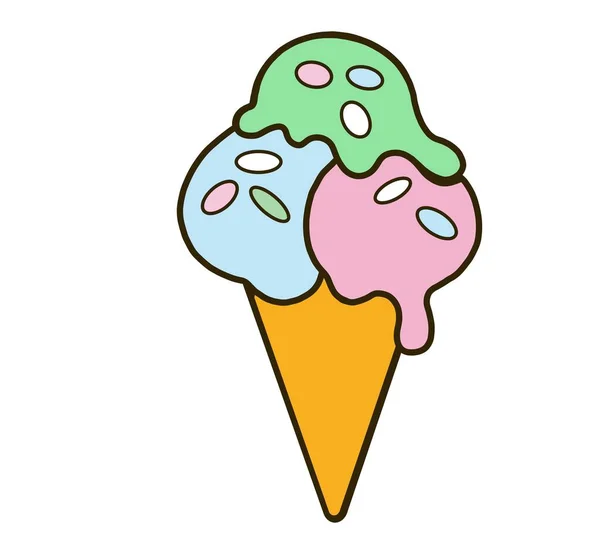 Illustration Von Eis Süße Waffelkegel Eis Und Lutscher — Stockfoto