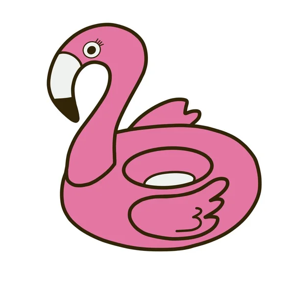 Niedliche Flamingo Karikatur Ikone Isoliert — Stockfoto
