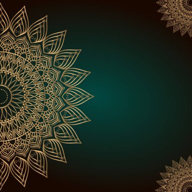vector vintage decorative mandala elements. golden abstract background.