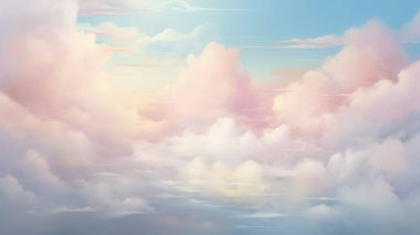 Peaceful blue sky with dramatic cloudscape in a tranquil clipart