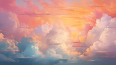 Vibrant Sunset over Dramatic Clouds and Scenic Landscape clipart