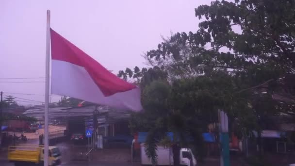 Indonesian Flag Red White Flag National Symbol Indonesia — Vídeo de stock