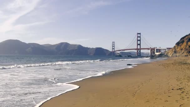 Beach Golden Gate Bridge San Francisco Usa — Stock video