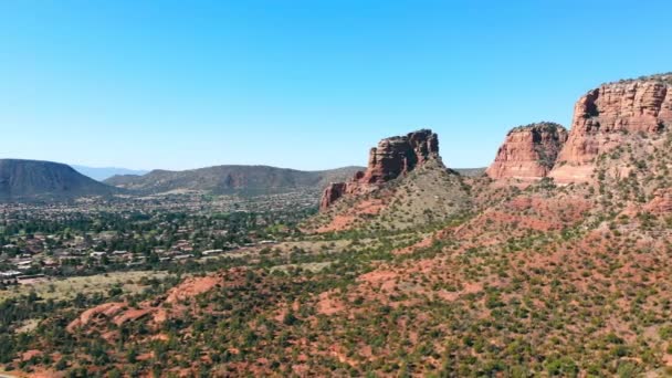 Bell Rock Arial Natural Rock Format Sedona Arizona Rock Known — Stock Video