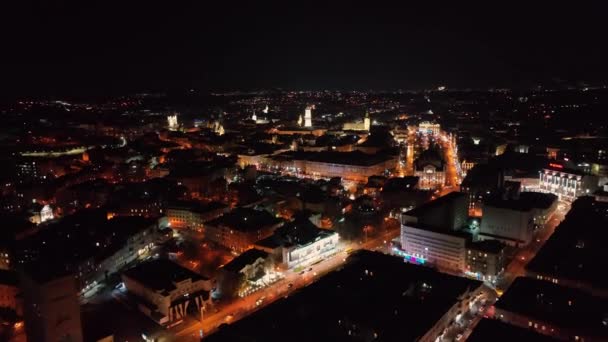 Lviv Ukraine 2022 Bir Avrupa Şehrinin Gece Caddelerinde Trafik Danylo — Stok video