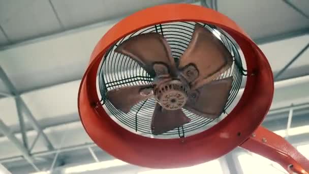 Ventilador Fábrica Para Esfriar Produção Ventilador Gira Lentamente — Vídeo de Stock