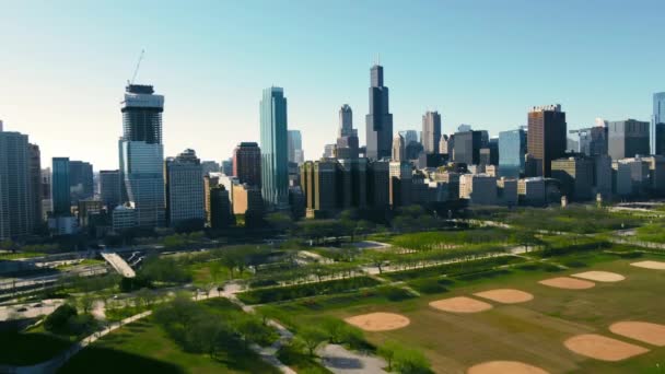 Chicago Şehir Merkezindeki Hava Manzarası Güneşli Bir Gün Chicago Illinois — Stok video