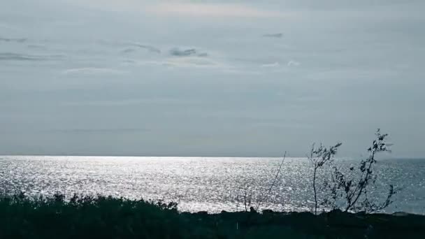 Tranquil Expanse Van Zee Ontmoeting Met Rugged Coastline — Stockvideo