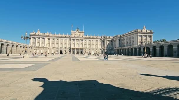 Španělsko Madrid 2024 Královský Palác Madridu Širokoúhlý Výhled Královský Palác — Stock video