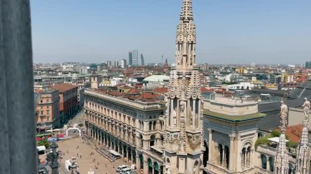 Malan Italien 2024 Svepande Stadsbild Från Milano Cathedra Panoramautsikt Från — Stockvideo