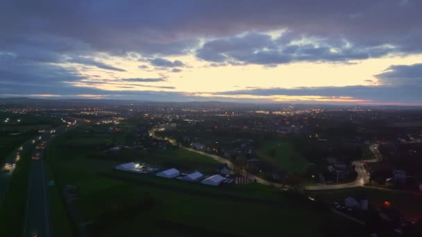 Panorama Krakova Soumraku Pohled Soumraku Nad Krakovem Blikajícími Městskými Světly — Stock video