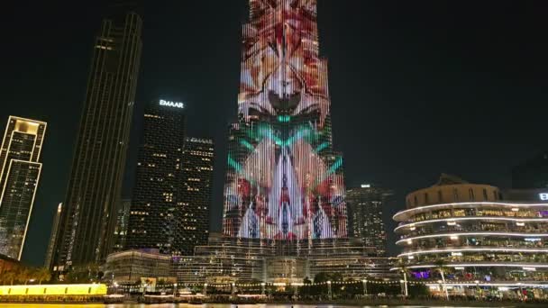 Emirados Árabes Unidos Dubai Abril 2024 Espetacular Light Show Burj — Vídeo de Stock