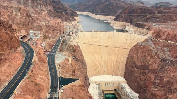 Aerial View Hoover Dam Lake Mead Expansive Aerial View Hoover — Stock Video