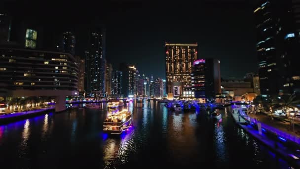Uae Dubai Egyesült Arab Emírségek Április 2024 Dubai Marina Night — Stock videók
