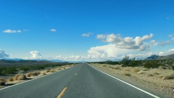 Desert Journey Road Arid Mountains Empty Road Leading Serene Desert — Stock Video