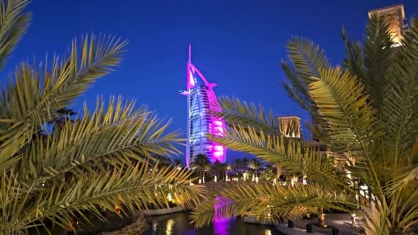 Uae Dubai United Arab Emirates April 2024 Burj Arab Night — Stock Video
