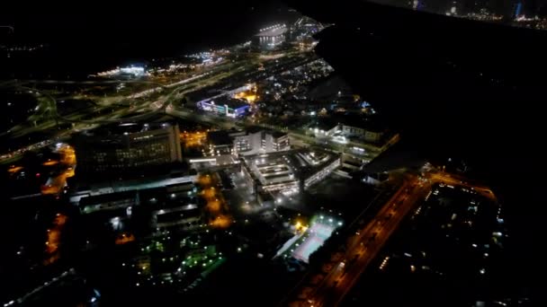 Aerial Night View City Lights Airplane Captivating View Airplane Window — Wideo stockowe