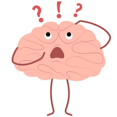 Düz stil vektör karakter. Beyin, bir cevap arıyor. Merkezi sinir sisteminin organlarının vektör çizimi.