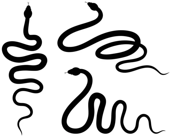 蛇のシルエットのための3つのオプションのセット ベクタータトゥーデザイン — ストックベクタ
