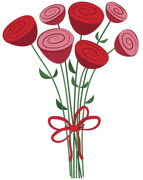 フラットスタイルのバラからなるベクターブーケ — ストックベクタ
