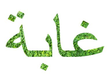 Arapça 'da ghaba ya da orman saydam arkaplanda yalıtılmış yeşil çimenden yapılır, yeşil konsept uygula.