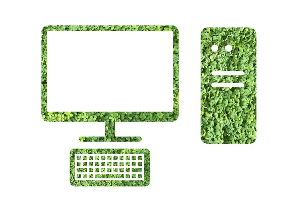 Электронный Компьютерный Значок Зеленой Травы Листья Изолированы Прозрачном Фоне Перейти — стоковое фото