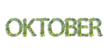 OKTOBER, ay, kelime ya da metin çeşitli türde yapraklardan yapılan şeffaf arkaplan, PNG, şablon tasarımı için uygun
