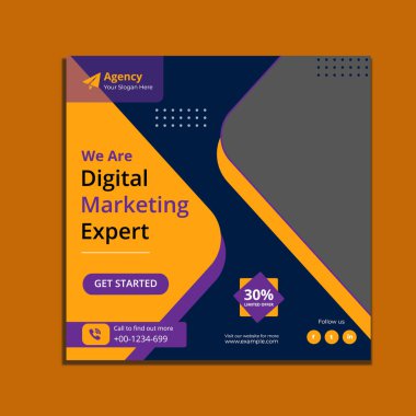 İş Dijital Pazarlama Uzmanı Sosyal Medya Posta Şablonu Şablon Kare SancağıName