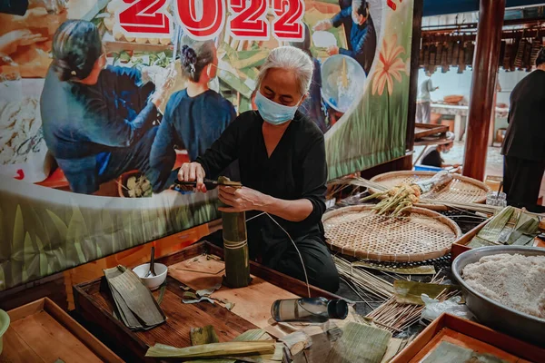 Vung Tau Vietnam Jan 2022 Focus Idős Hagyományos Vietnami Ruha — Stock Fotó