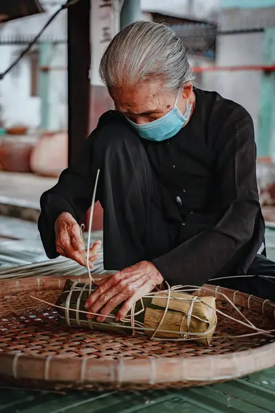 Vung Tau Vietnam Jan 2022 Focus Old Woman Traditional Vietnamese — Stock Fotó