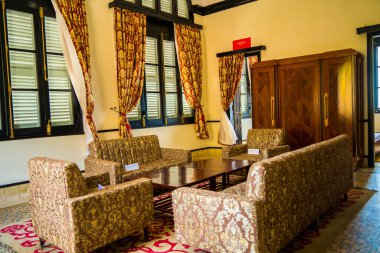 Vung Tau, VIETNAM - FEB 09 2022: Interior of the Bach Dinh in Vung Tau city, Vietnam. Bach Dinh was built by the French (1898- 1916) as a summer holiday house of French Governor General Paul Doumer.