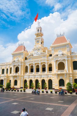 Ho Chi Minh, VIETNAM - FEB 13 2022: Scenic view of the Ho Chi Minh City Hall in Vietnam. Ho Chi Minh City is a popular tourist destination of Asia.