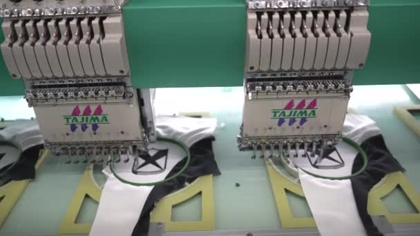 Ria Vietnam Mar 2022 Сучасна Автоматична Високотехнологічна Швейна Машина Текстильного — стокове відео