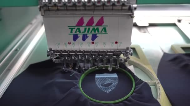 Ria Vietnam Mar 2022 Modern Automatikus Csúcstechnológiás Varrógép Textil Vagy — Stock videók