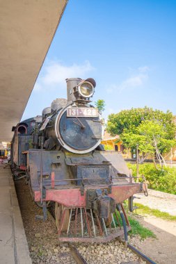 Ancient railway station is famous place, history destination for traveler, french architecture antique train tranport tourist to visit in Da lat, Vietnam