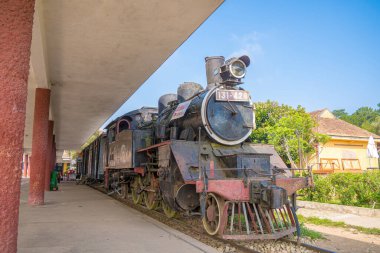 Ancient railway station is famous place, history destination for traveler, french architecture antique train tranport tourist to visit in Da lat, Vietnam