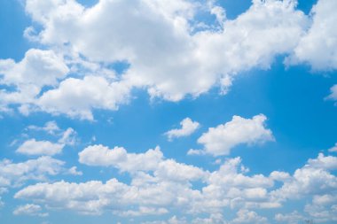 Beautiful view of blue sky with clouds at sunrise. Partly cloudy.Background cloud summer. Cloud summer. Sky cloud clear with sunset. Natural sky cinematic beautiful yellow and white texture background