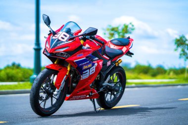 Ho Chi Minh - MAY 22 2022 - Focus the cbr 150r 2021 motorbike is a motorbike from Honda. Very dashing and colorful.