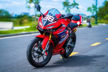 Ho Chi Minh - MAY 22 2022 - Focus the cbr 150r 2021 motorbike is a motorbike from Honda. Very dashing and colorful.