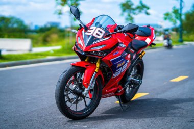 Ho Chi Minh - MAY 22 2022 - Focus the cbr 150r 2021 motorbike is a motorbike from Honda. Very dashing and colorful.