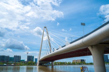 Ho Chi Minh city, Vietnam - MAY 22 2022: Thu Thiem 2 bridge, connecting Thu Thiem peninsula and District 1 across the Saigon River in Bach Dang port